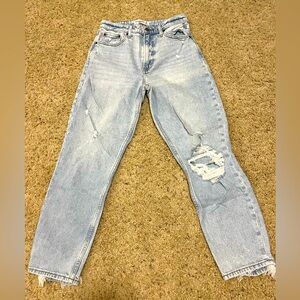 Abercrombie & Fitch The Mom High Rise Distressed Jeans